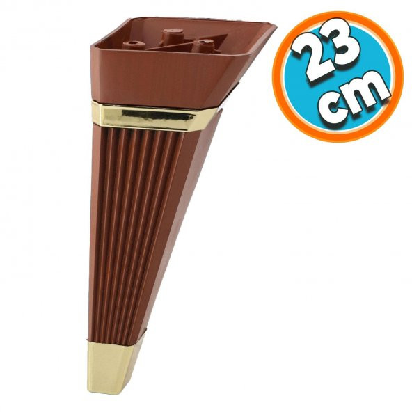 Mobilya Kanepe Sehpa Çekyat TV Ünitesi Koltuk Ayağı Baza Ayak 23 cm Ceviz Altın ürün görseli 1