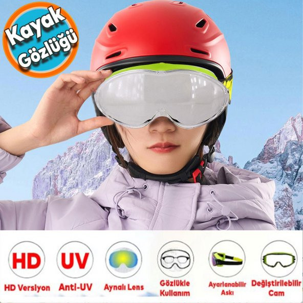 Kayak Gözlüğü Değiştirebilir Camlı Antifog Güneş Kar Koruyucu Gözlük Şeffaf Snowboard Glasses Gözlük ürün görseli 1