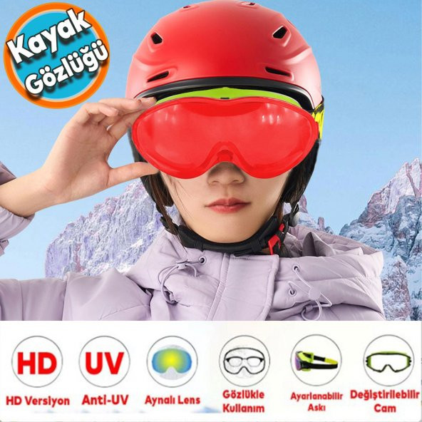 Kayak Gözlüğü Değiştirebilir Camlı Antifog Güneş Kar  Koruyucu Gözlük Kırmızı Snowboard Glasses Gözlük ürün görseli 1