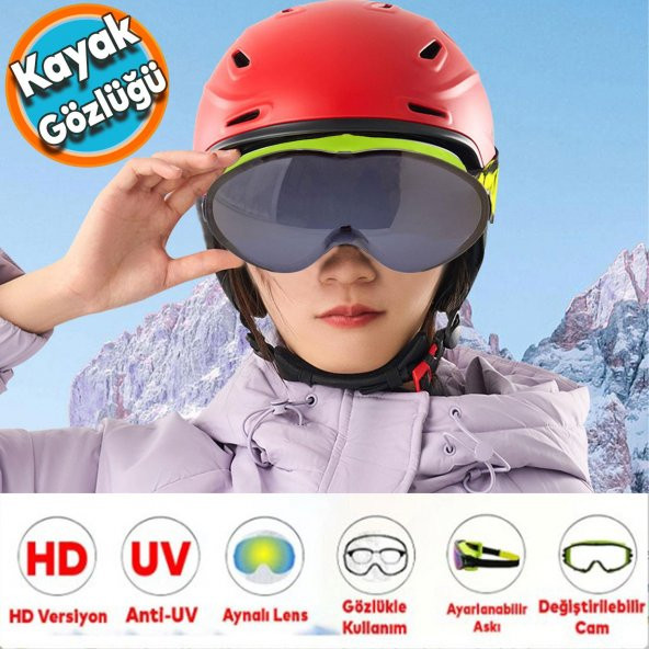 Kayak Gözlüğü Değiştirebilir Camlı Antifog Güneş Kar Koruyucu Gözlük Füme Snowboard Glasses Gözlük ürün görseli 1