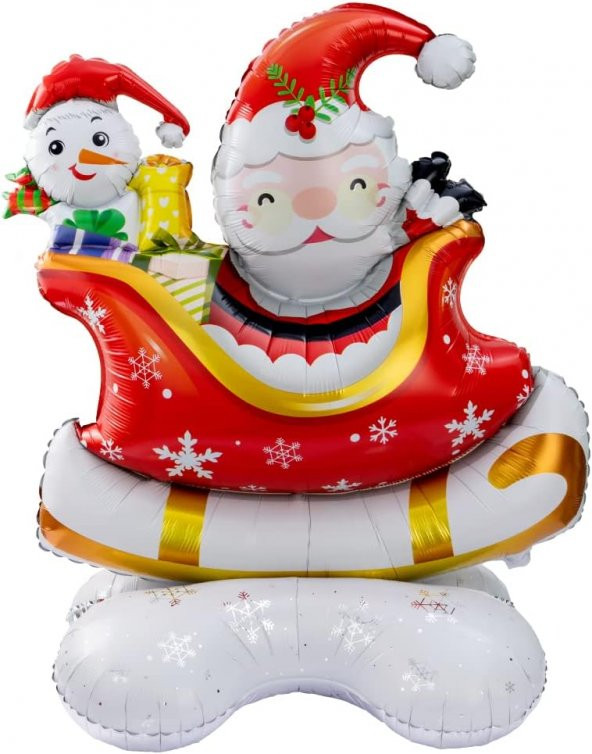 Ayaklı Kızak Noel Baba Folyo Balon 112x95 cm ürün görseli 1