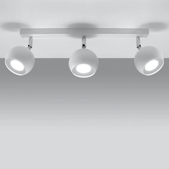 Rsylight Retro Beyaz 180 Derece Hareketli Modern Spor 3 Lü Led spot Avize Beyaz Ampullü ürün görseli 1