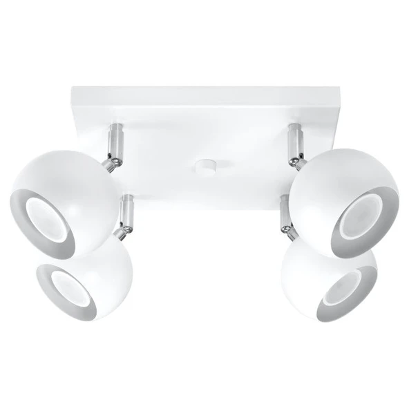 Rsylight Retro Beyaz Kare 180 Derece Hareketli Modern Spor 4 Lü Led Spot Avize Günışığı Ampullü ürün görseli 1