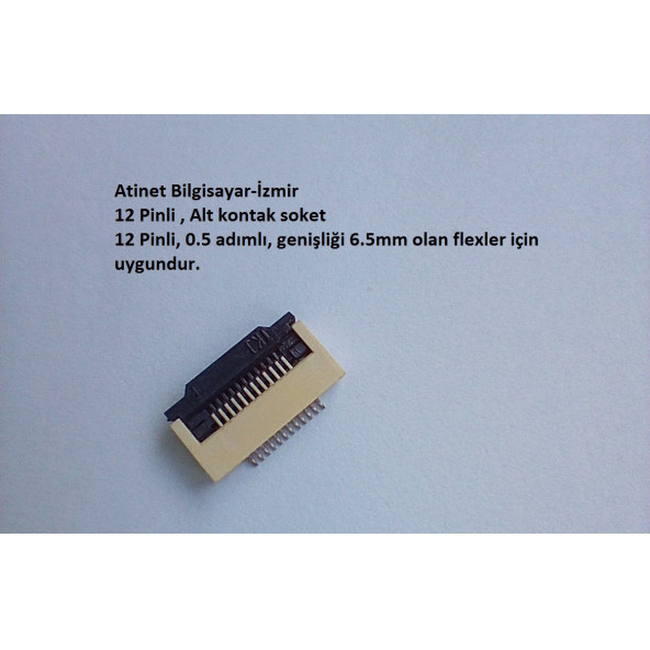 12 Pin 0.5 Adımlı Alt kontak Flex Soketi Flex Ffc Konnektörü 12-0.5-Alt ürün görseli 1