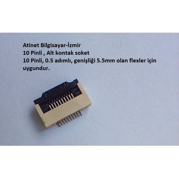 10 Pin 0.5 Adımlı Alt kontak Flex Soketi Flex Ffc Konnektörü 10-0.5-Alt ürün görseli 1