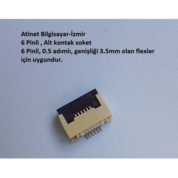 6 Pin 0.5 Adımlı Alt kontak Flex Soketi Flex Ffc Konnektörü 6-0.5-Alt ürün görseli 1
