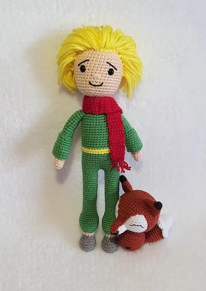 Küçük Prens ve Tilki Amigurumi Organik Oyuncak ürün görseli 1