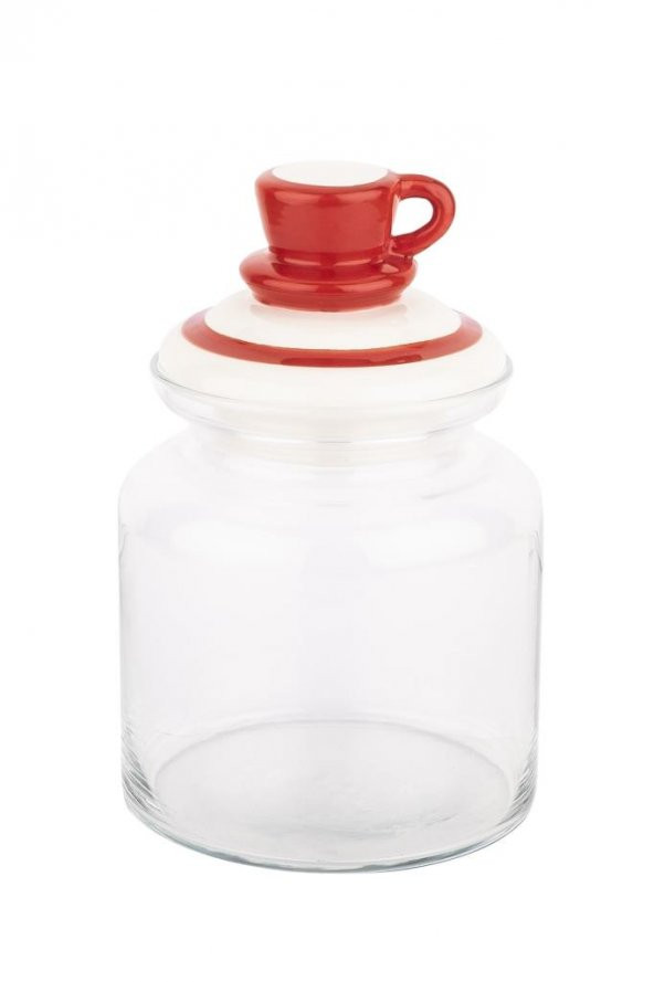 Tantitoni Kırmızı Kupa Seramik Kapaklı Kavanoz1085ml ürün görseli 1