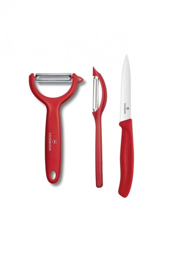 VICTORINOX 3'lü Soyacak Bıçak Seti Kırmızı ürün görseli 1