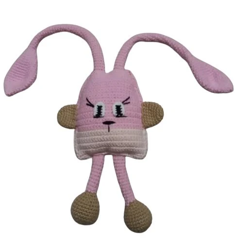 Uzun Bacak Tavşan Çıngırak Amigurumi Organik Oyuncak ürün görseli 1