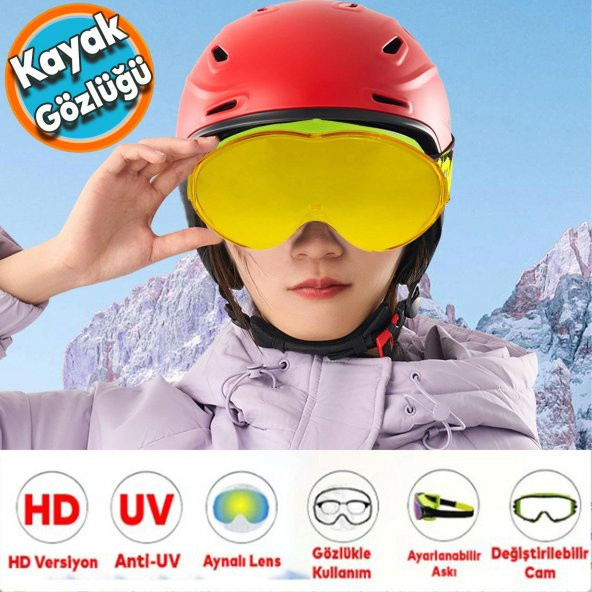 Kayak Gözlüğü Değiştirebilir Camlı Antifog Güneş Kar Koruyucu Gözlük Sarı Snowboard Glasses Gözlük ürün görseli 1