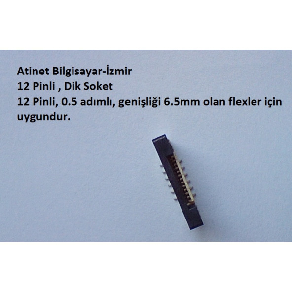 12 Pin 0.5Mm Adımlı Dik Flex Soketi Flex Ffc Konnektörü 12-0.5-Dik ürün görseli 1
