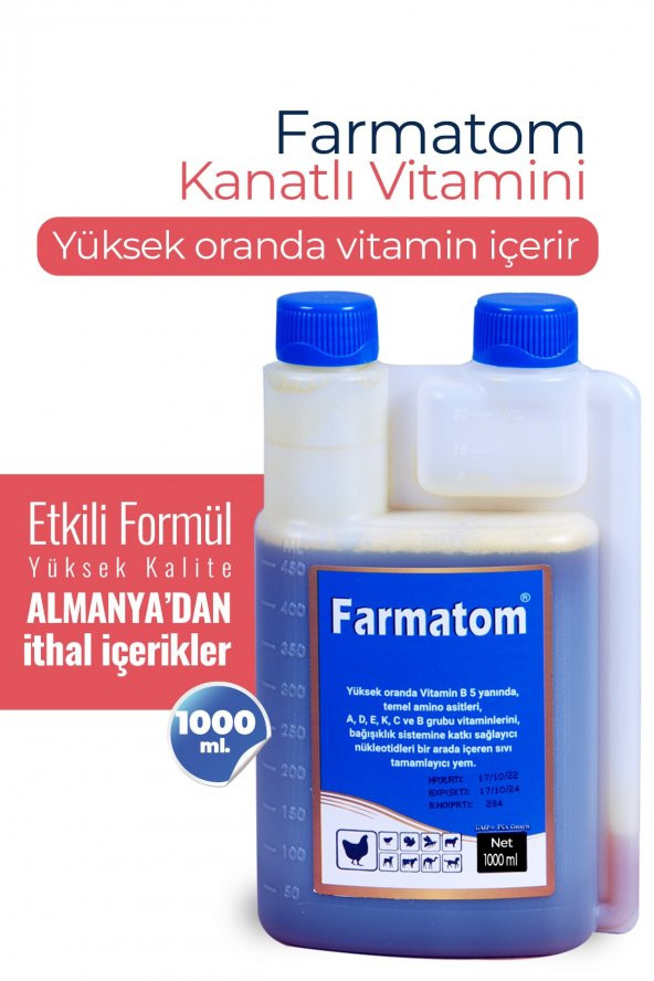Farmatom Multi Vitamin Kanatlı Hayvan Vitamini 1 Litre - Kuşlar Için Vitamin ürün görseli 1