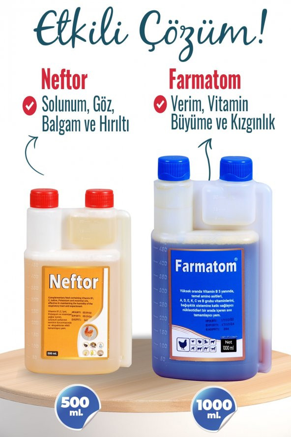 2li Set Kuşlar Için Farmatom Vitamin 1 Lt + Neftor Hırıltı Seti 500 Ml ürün görseli 1