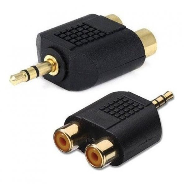 2 Rca Dişi 1 Stereo 3.5mm Erkek Çevirici Adaptör 50ad paket ürün görseli 1