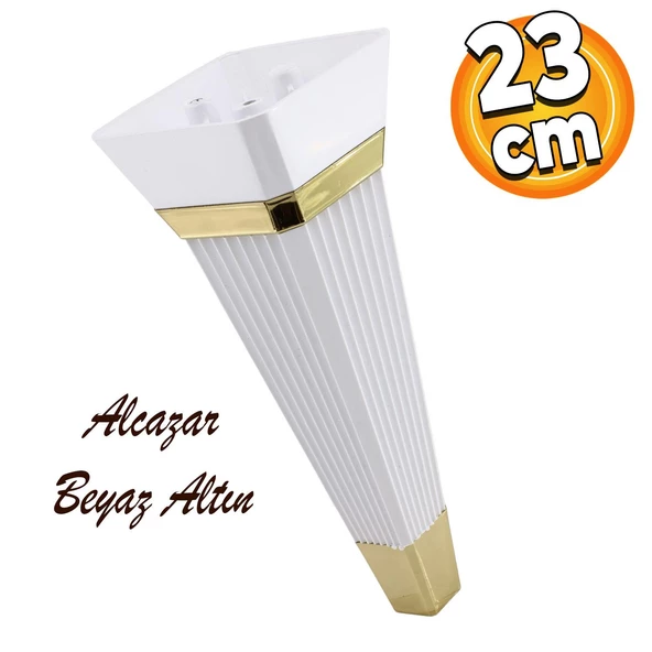 Alcazar Lüks Mobilya Kanepe Tv Ünitesi Koltuk Ayağı Konsol Ayakları 23 Cm Beyaz Altın ürün görseli 1