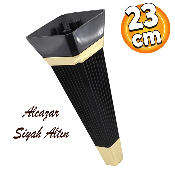 Alcazar Lüks Mobilya Kanepe Tv Ünitesi Koltuk Ayağı Konsol Ayakları 23 Cm Siyah Altın ürün görseli 1