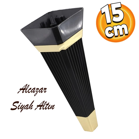Alcazar Lüks Mobilya Kanepe Sehpa Tv Ünitesi Koltuk Ayağı Baza Ayakları 15 Cm Siyah Altın ürün görseli 1