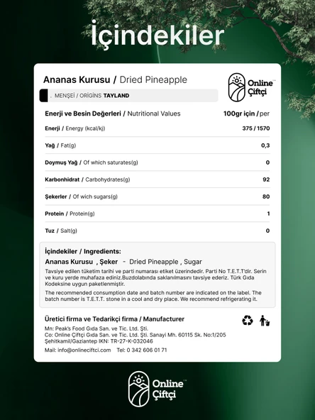 Online Çiftçi Ananas Kurusu Şekerli 70Gr - Resim 4