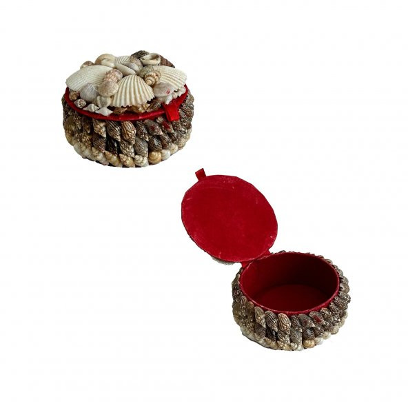 Deniz Kabuğu Kaplamalı Kutu 7x4cm - Mücevher Takı Kutusu ürün görseli 1
