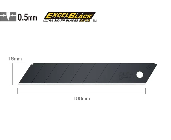 OLFA LBB-50 Extra Keskinleştirilmiş Excel Black Serisi Maket Bıçağı Yedeği (50 li) ürün görseli 1