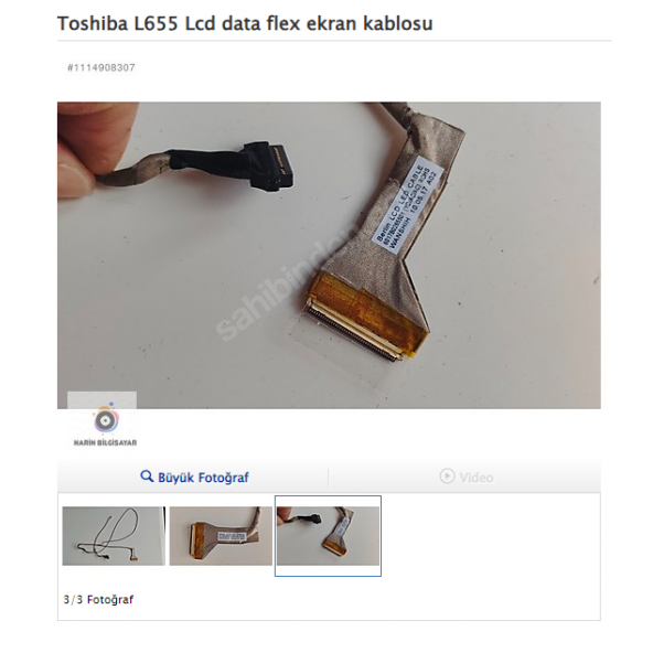 Toshiba L655 Lcd data flex ekran kablosu - Resim 2