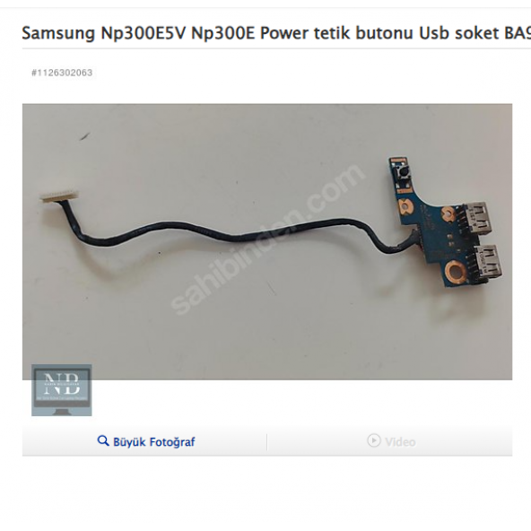 Samsung Np300E5V Np300E Power tetik butonu Usb soket BA92-11765A ürün görseli 1