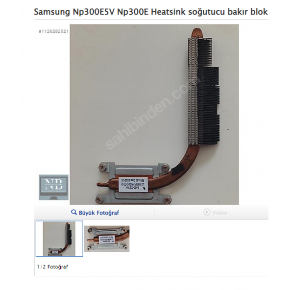 Samsung Np300E5V Np300E Heatsink soğutucu bakır blok BA62-00819A ürün görseli 1