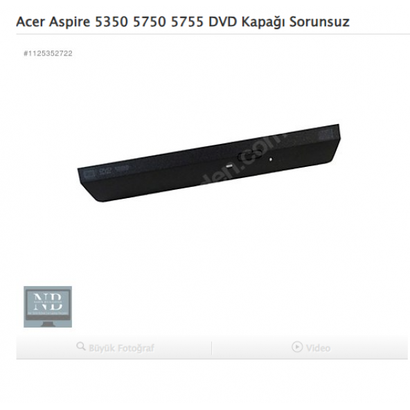 Acer Aspire 5350 5750 5755 DVD Kapağı Sorunsuz ürün görseli 1