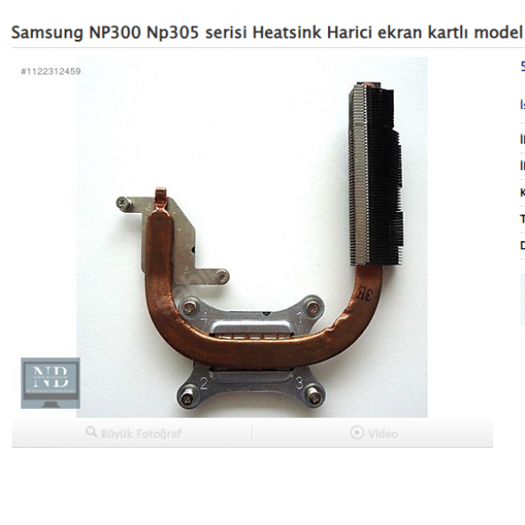 Samsung NP300 Np305 NP300E5A Heatsink EKRAN KARTLI MODELE UYAR ürün görseli 1