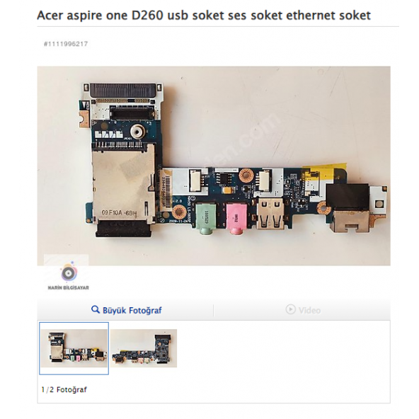 Acer aspire one D260 usb soket ses soket ethernet soket ürün görseli 1