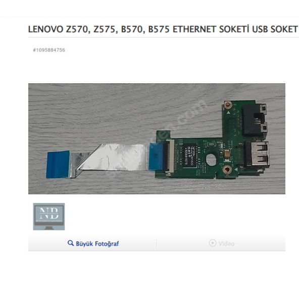 LENOVO Z570, Z575, B570, B575 ETHERNET SOKETİ USB SOKET ürün görseli 1