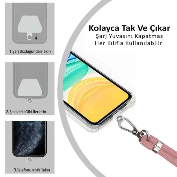 Apple iPhone 15 Plus İp Askılı Şeffaf Silikon Kılıf Beyaz - Resim 3