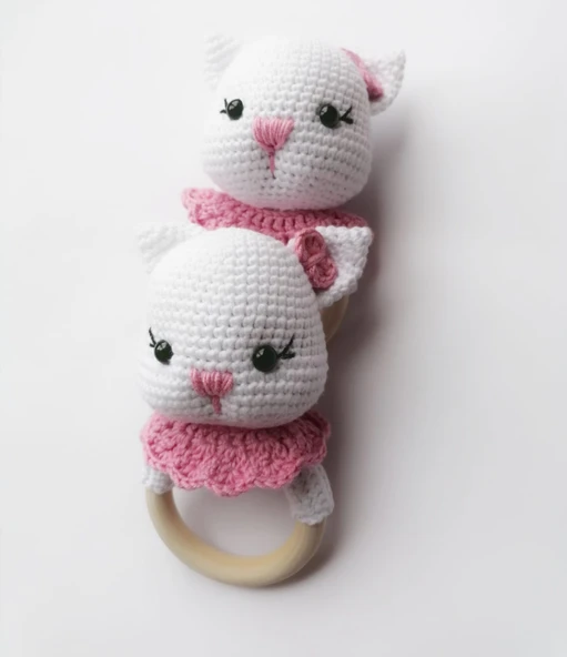 Kedicik Çıngırak Amigurumi Organik Oyuncak ürün görseli 1