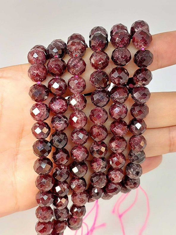 Lal (Granat) (Garnet) Taşı Faset Kesim Dizi 8mm ürün görseli 1