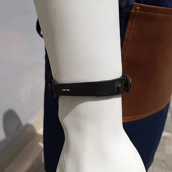 Gerçek Deri Bileklik Deritel Boy Serisi Siyah Taba - Resim 2
