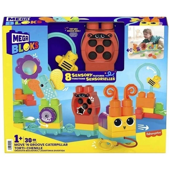 HKN44 Mega Bloks Hareketli Duyusal Gelişim Tırtılı 30 Parça +1 Yaş ürün görseli 1