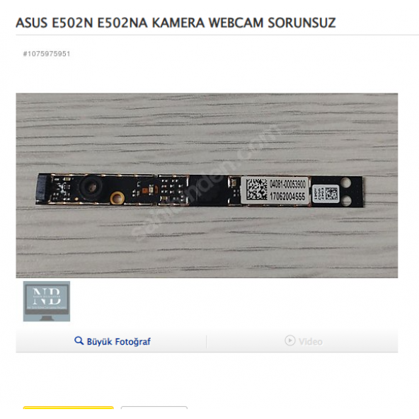 ASUS E502N E502NA KAMERA WEBCAM SORUNSUZ ürün görseli 1