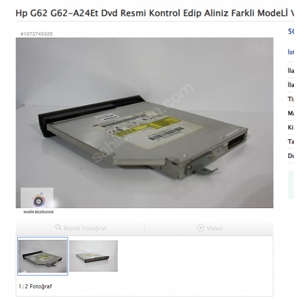 Hp G62 A VE B SERİSİ Dvd Resmi Kontrol Edip Al farkli ModeLİ VAR ürün görseli 1