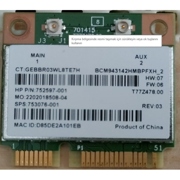 Hp Stream 11-D Serisi 11-D001Nt Wifi Kart Wireless ürün görseli 1