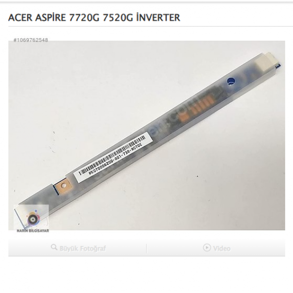 ACER ASPİRE 7720G 7520G İNVERTER ürün görseli 1