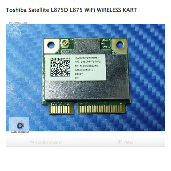 Toshiba Satellite L875D L875 WiFi WiRELESS KART ürün görseli 1