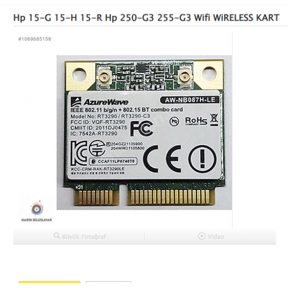 Hp 15-G 15-H 15-R Hp 250-G3 255-G3 Wifi WiRELESS KART ürün görseli 1