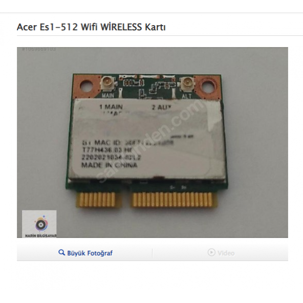 ACER ES1-512 ES1-531 ES1-571 N15W4 EX2519 WİFİ KART ürün görseli 1