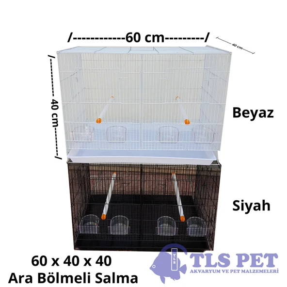 Tlspet İthal Ara Bölmeli Salma Çifthane Kafes 60x40x40 cm ürün görseli 1