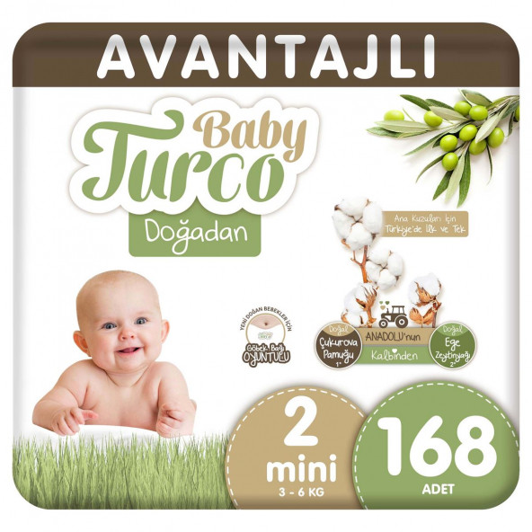 Baby Turco Doğadan 2 Numara Mini 168'li Bebek Bezi ürün görseli 1