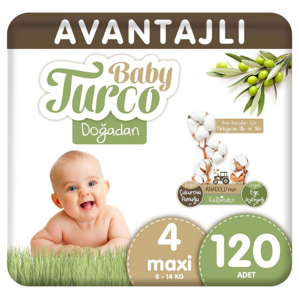 Baby Turco Doğadan Bebek Bezi 4 Numara 120 Adet ürün görseli 1