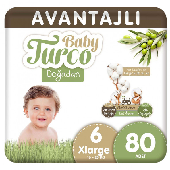 Baby Turco Doğadan 6 Numara X Large 80'Li Bebek Bezi ürün görseli 1