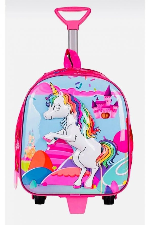 Anaokulu KREŞ Çocuk Valiz Sırt Çantası Çekçekli UNICORN PONY AT Kız ürün görseli 1