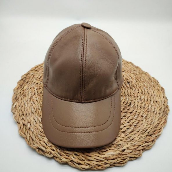 Karamel Renk Deri Unisex Şapka ürün görseli 1
